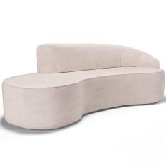 Sofá 3 Lugares Curvo Living Firenze Direito D02 Linho Cru 230cm D-461 - Lyam