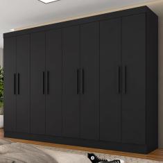 Guarda Roupa Casal Marion 8 Portas Preto Fosco - Móveis Arapongas