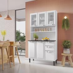 Cozinha Compacta em Aço 105cm 6 Portas 3 de Vidro 2 Gavetas Pratika Itatiaia
