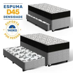 Cama Box com Colchão de Espuma D45 Ortobom Airtech 150 + Auxiliar de Molas Unique Solteiro 88cm