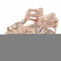 Sandália Gladiadora Infantil Menina Tiras Nude-Feminino