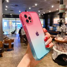 Capa de telefone à prova de choque transparente gradiente para iphone 11 13 12 pro max xs max xr x 8 7 plus 13 12 pro 11 capa traseira transparente para iphone 12 mini