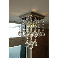 Lustre de Cristal para Lavabo com 25cm de altura e base de inox espelhado de 14x14cm