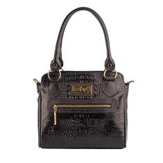 Bolsa de couro croco Amélia - Preto