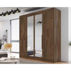 Guarda Roupa 4 Portas 3 Gavetas e c/2 Espelho Nantes Braúna - Europa