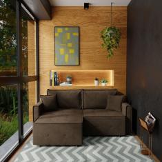 Sofá Cama Retrátil e Reclinável Onix 220 cm Joli Café