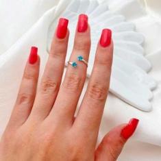 Anel Falange/Infantil Cristal Colorido Semijoia Folheado a Prata-Unissex