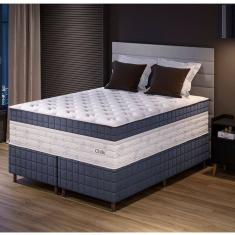 Cama Box Queen 158x198x78 com Colchão Molas Ensacadas Duplo Molejo Chile Yescasa Azul