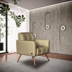 Poltrona Couro Legítimo Bia Bege