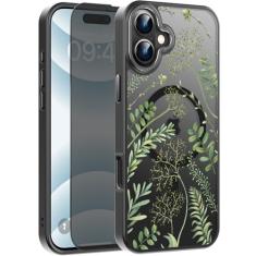FUNMIKO Capa para iPhone 16 Plus com protetor de tela de privacidade, compatível com carregamento sem fio, capa fosca translúcida à prova de choque - linda capa de telefone com design floral para
