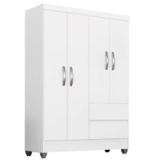 Guarda Roupa Solteiro Bruna 4 Portas Branco FF - A Móveis Arapongas, B