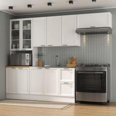 Cozinha Compacta 4 Peças 1 Paneleiro Duplo 2 Aéreos 1 Balcão Soho Cabecasa Madeiramadeira Branco