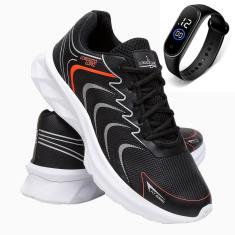 Tênis Masculino Esportivo Cadarço Academia Corrida Dia a Dia + Relógio-Masculino