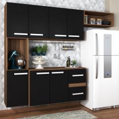 Cozinha Compacta 7 Portas 2 Gavetas Suspensa Armário E Balcão Jéssica Teka/grafite - Panorama