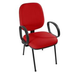 Cadeira Diretor Fixa Estofada com Braço Corsa Diretor Vermelho