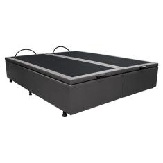 Base Box Baú Para Cama Casal Queen 158x198cm Bipartido Liz S05 Sintético Cinza - Mpozenato