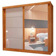 Guarda Roupa Viena Casal com Espelho 2 Portas 4 Gavetas Bianchi Cor Naturale Off White