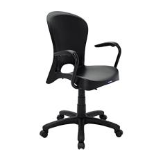 Cadeira Plástica Jolie Preta Com Rodizio Em Nylon E Braco De Aluminio Preto Tramontina 92076/009