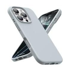 OuXul Capa projetada para iPhone 16 Pro de 6,3 polegadas - Capa fina de silicone líquido com [forro de microfibra macio antiarranhões], proteção total de 3 camadas à prova de choque (azul cinza)