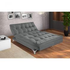Sofá Cama Versátil Pés De Alumínio Espuma D33 Cor:cinza 380