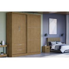 Guarda Roupa Solteiro 3 Portas (1 de Correr) e 2 Gavetas C533 Freijó - Kappesberg
