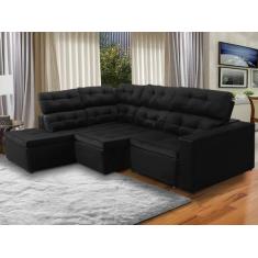 Sofá de Canto Chaise E 293 x 220 Cm Retrátil Reclinável Mola Bonnel D2