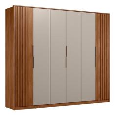 Guarda Roupa Casal Atrice Ripado 6 Portas - Demartêz, Nogueira Touch/N