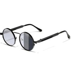 Óculos de Sol Masculino Steampunk Redondo Metal Frame Kingseven Polari
