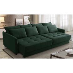 Sofá Cama Retrátil E Reclinável 2,30m Com Molas Carol Veludo Verde Adonai Estofados