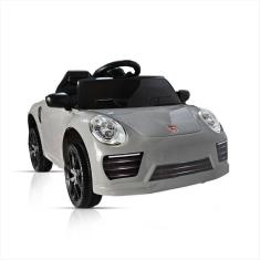 Carrinho Elétrico Infantil 12V Cinza Controle 2Em1 Pedal Usb