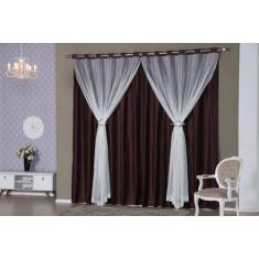 Cortina Realeza para Janela 2 Metros Tabaco em Voil e Cetim - Mercadao