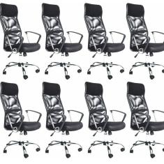 Kit 8 Cadeira de Escritorio Presidente Comfort Preto
