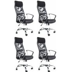Kit 4 Cadeira de Escritorio Presidente Comfort Preto