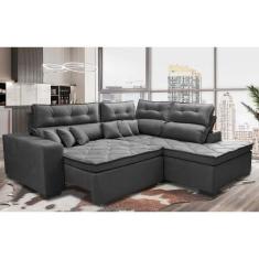Sofá de Canto 2,60x2,36m Retrátil e Reclinável com Molas Cama inBox Pl