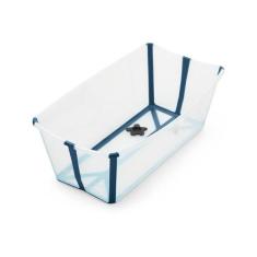 Banheira Flexível Com Plug Térmico Transparente Com Azul  - Stokke