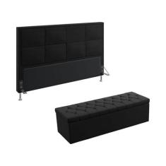 Kit Cabeceira Estofada Decorativa Maia 195 Para Cama King e Calçadeira