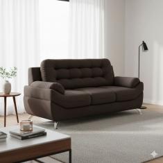 Sofá 3 Lugares Linoforte Mercury Revestido em Tecido Suede Encosto Fixo - 200cm de Largura