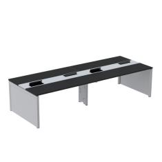Mesa de Plataforma Dupla para 4 Pessoas Corporativa 130x140/4p Preto/Cinza