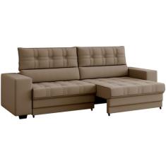 Sofá Retrátil Reclinável 3 Lugares Veludo Medelín Besthouse, Capuccino