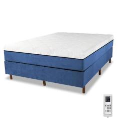 Cama Box e Colchão Magnético Massageador - Therapy Life Compact, Azul,