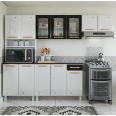 Cozinha de Aço Compacta 4 Peças 12 Portas 1 Gaveta Diamante Telasul Branco/Preto