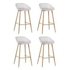 Kit 4 Banquetas Alta Polipropileno e Aço Mônaco Fratini Nude