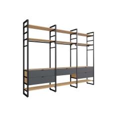 guarda-roupa closet modulado industrial philly 5 gv cedro e grafite