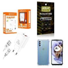 Kit Carregador Turbo + Capinha Motorola G31 + Película 3D - Hrebos