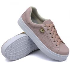 Tênis Casual Love Dk Shoes com Cadarço Sola Reta Detalhe em Perfuros e