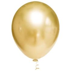 Bexiga Redonda Platino 10" Ouro Pic Pic 25 Unidades