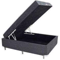 Cama Box Baú Blindado Casal Conjugado Ortopédico Suede Cinza 45x138x18