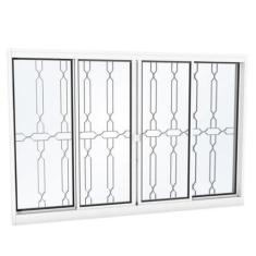 Janela de Aço 100x150cm 4 Folhas com Grade Mosaico Facilita Lucasa