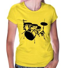 Baby Look Bateria Música Baterista - Foca na Moda, Amarelo, GGG