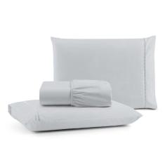 Jogo De Lençol Casal Mirante 3 Peças - Cinza - 100% Algodão